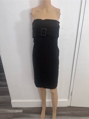 Archival Vintage Made in USA Strapless Bodycon Dress Black Bombshell Style